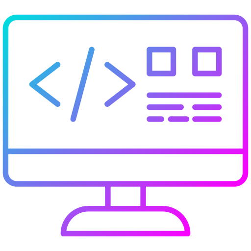 Icône d'écran d'ordinateur avec balises de code – symbolise le developpement web