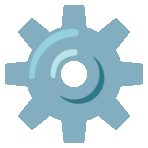 Icône engrenage bleu – création de site WordPress